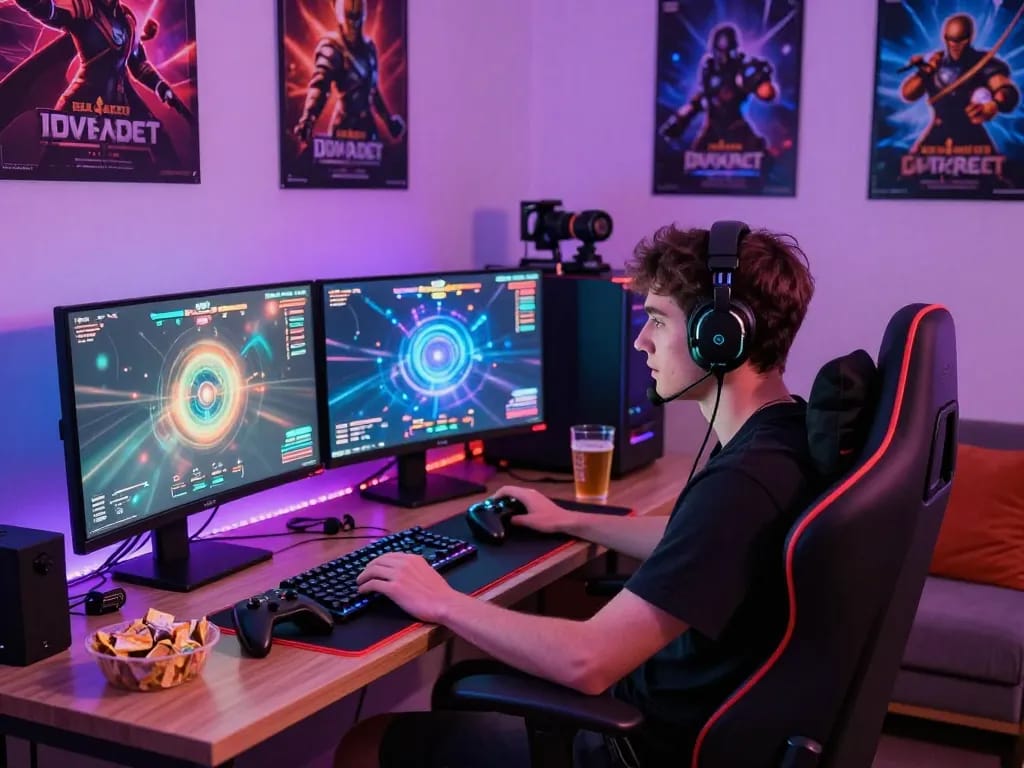 Engaging scene of a player enjoying mind control porn games in a vibrant gaming environment, showcasing hypnotic graphics and immersive atmosphere.