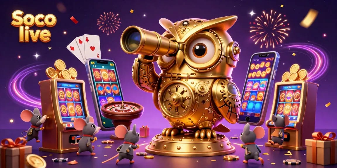 Soco live enhances the gambling experience with vibrant gold coins and dynamic slot games, showcasing the excitement of casino action.