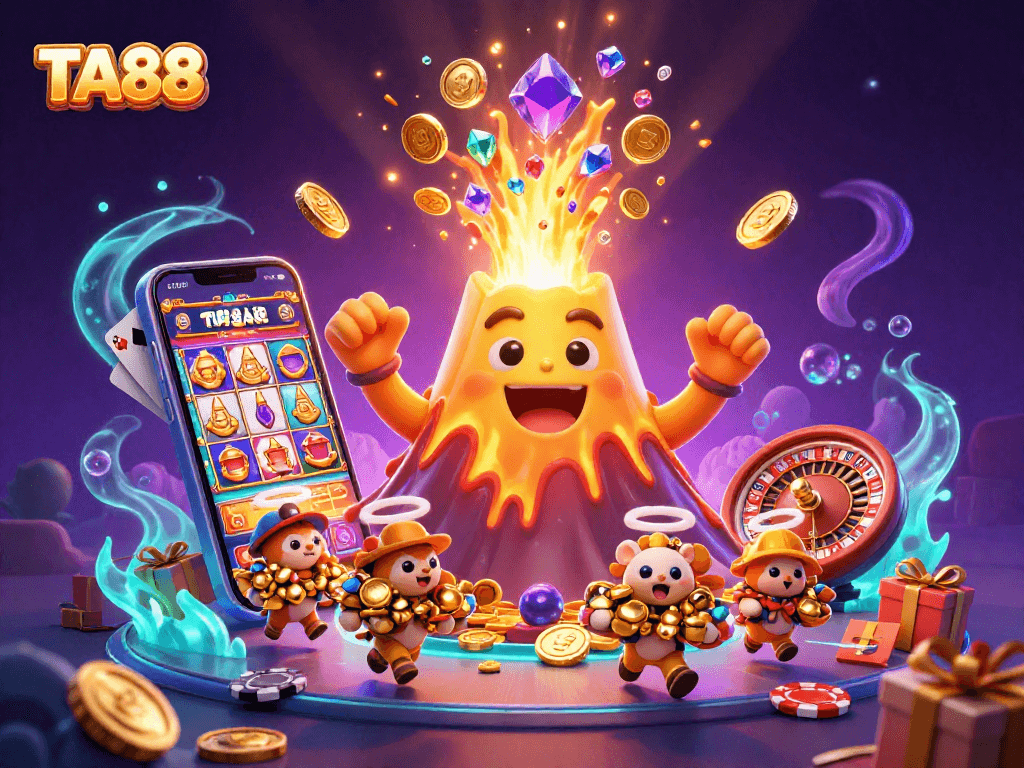 Experience big wins at TA88 with thrilling adventures in this vibrant 3D casino illustration.
