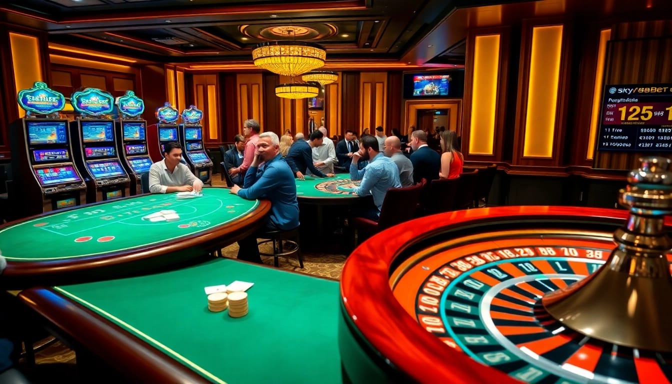 Experience thrilling gameplay at https://sky88.tel/ with poker tables, colorful slot machines, and electrifying action.