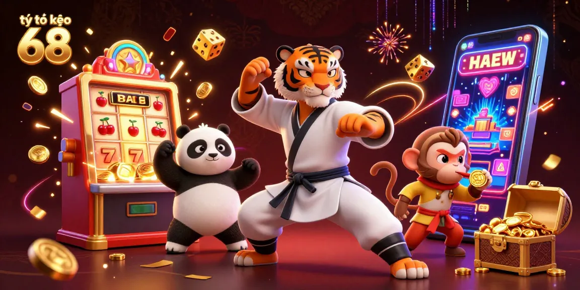 Engage with the vibrant scene of tỷ lệ kèo 68 as characters celebrate in a lively casino environment.