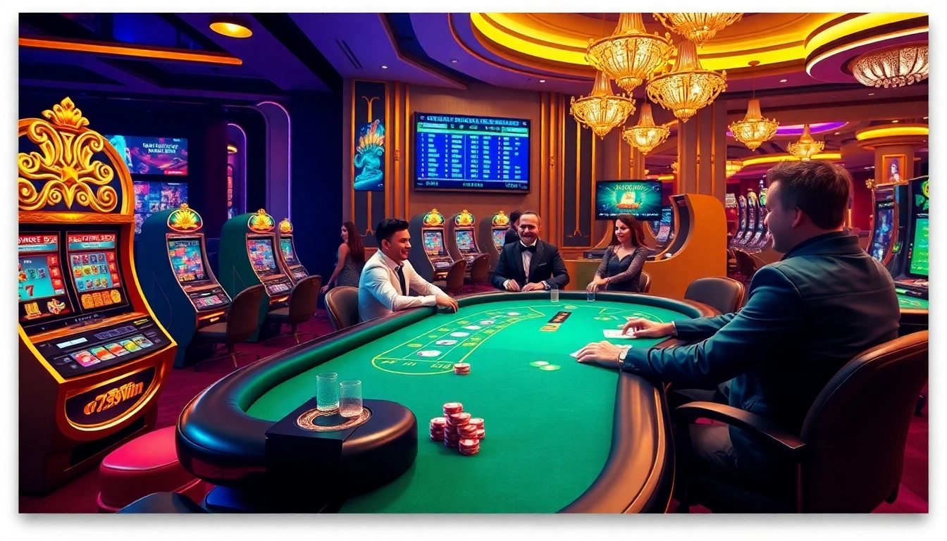 Engage with the enchanting world of online gaming through 789win đăng nhập featuring vibrant casino tables and bright slot machines.
