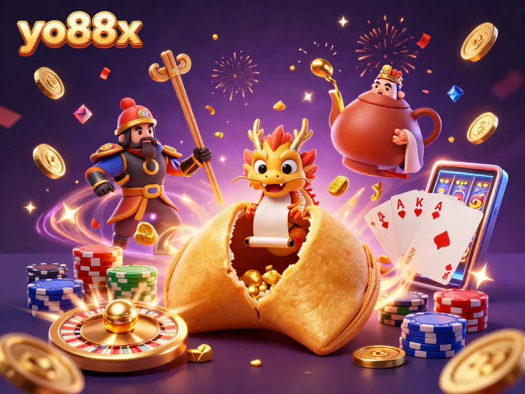 Experience exciting wins at yo88x with golden fortune cookies and dynamic casino elements.