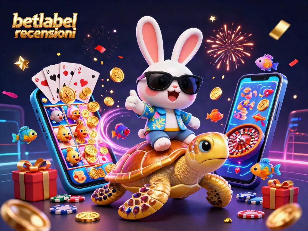 Betlabel recensioni: Explore an exciting casino scene with characters celebrating wins amidst lively game elements.