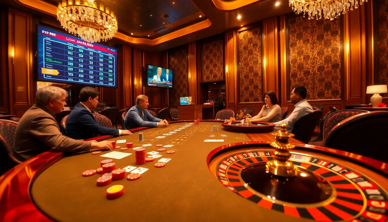 Players enjoying high-stakes poker at F168 casino table, capturing the thrill of gambling.