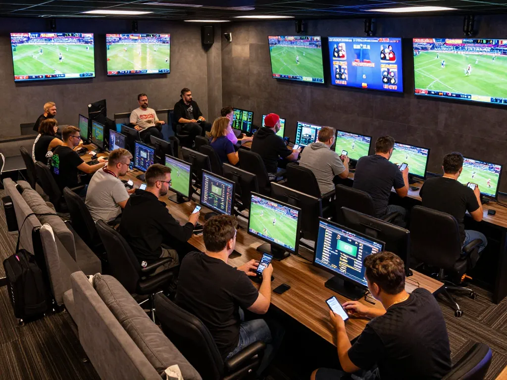 SX88 vom highlights dynamic sports betting atmosphere with enthusiastic bettors engaging in wagers