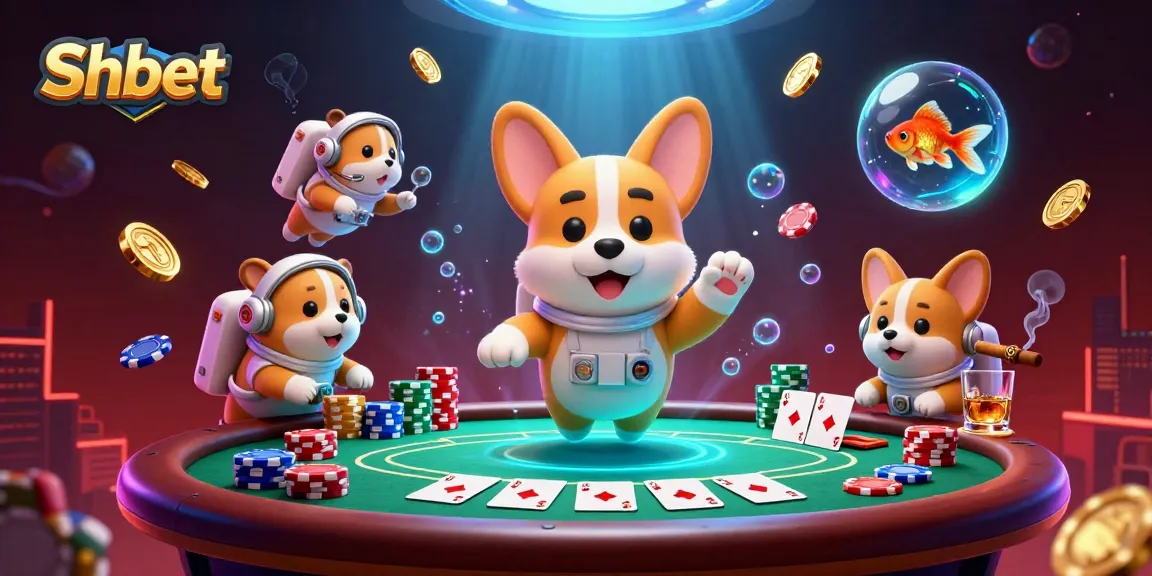 Shbet engages players with thrilling space casino adventure featuring floating poker chips.