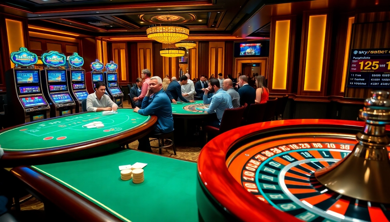 Experience thrilling gameplay at https://sky88.tel/ with poker tables, colorful slot machines, and electrifying action.