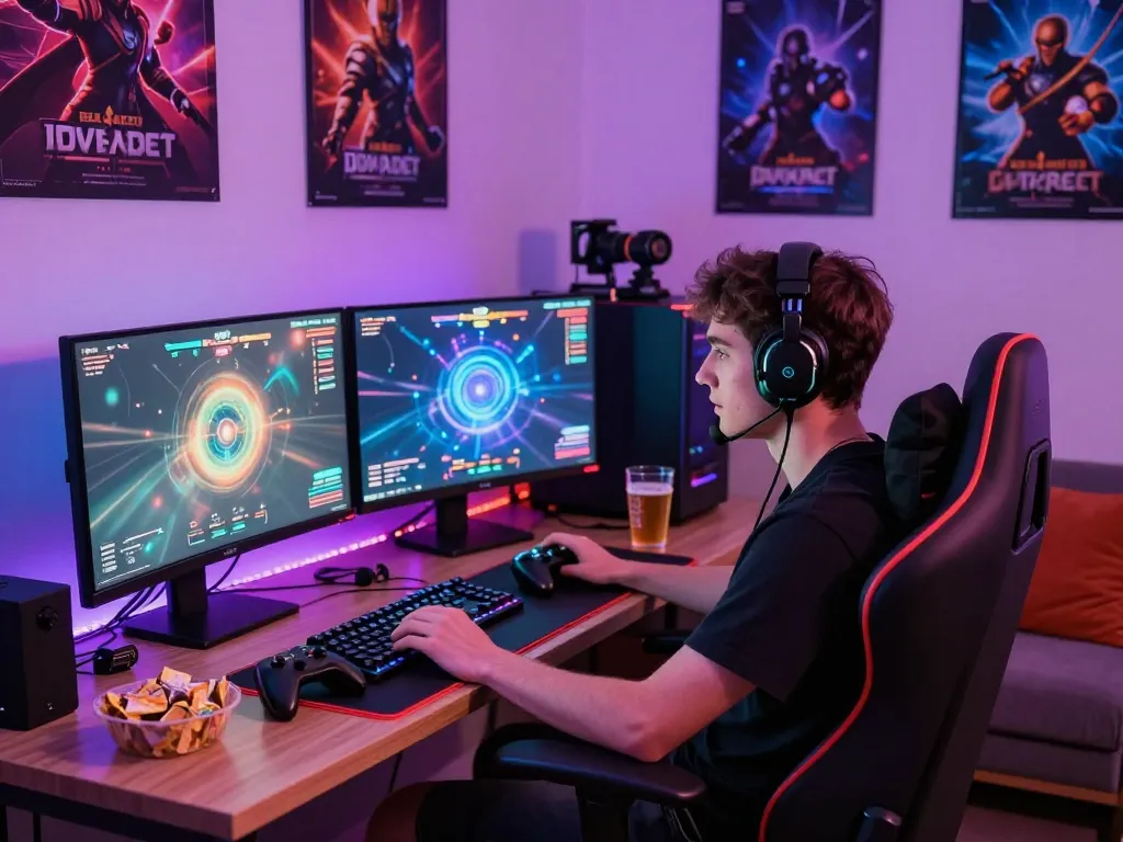Engaging scene of a player enjoying mind control porn games in a vibrant gaming environment, showcasing hypnotic graphics and immersive atmosphere.
