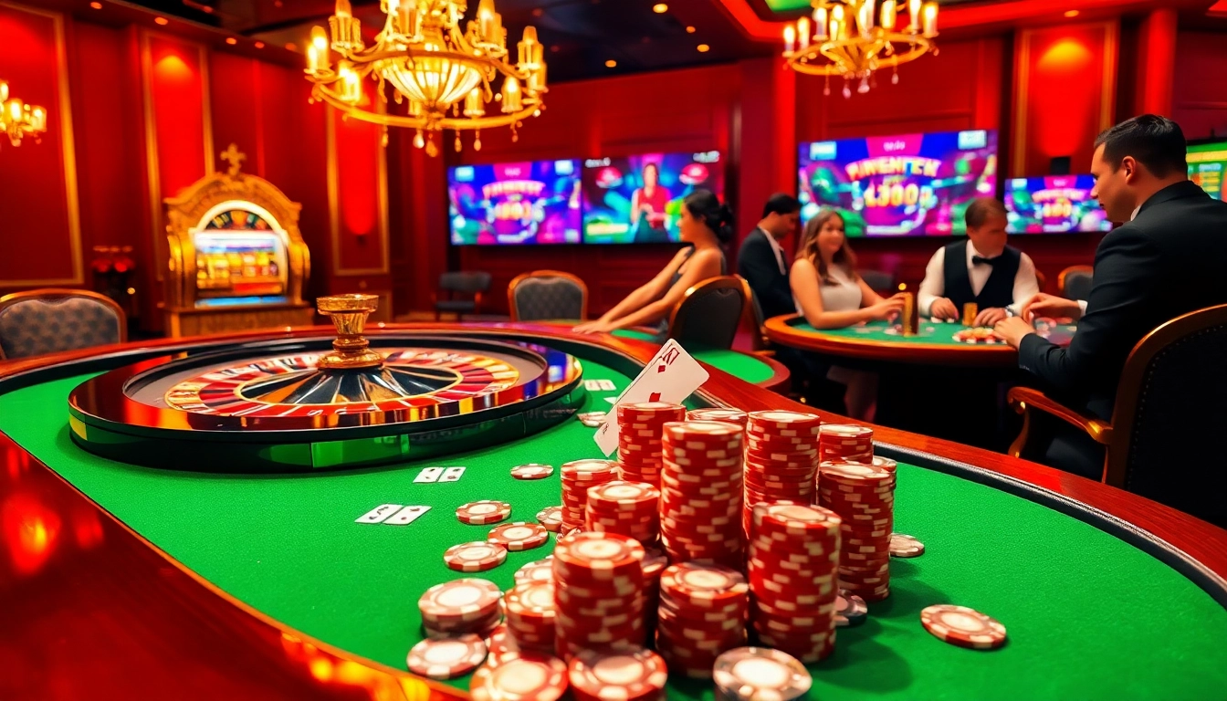 Engage in exciting gameplay at https://max88.bz/ featuring a luxurious casino scene with roulette and poker.
