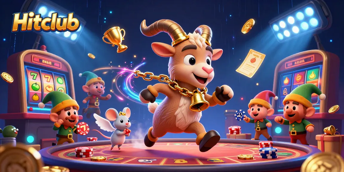 Hitclub's dynamic scene showcases the festive Krampus running a casino with exciting elements.