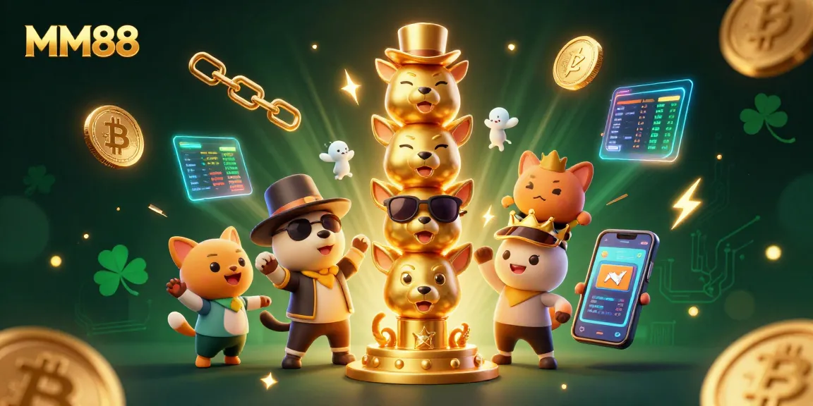 Experience gaming excitement with MM88's vibrant casino-themed 3D illustration.