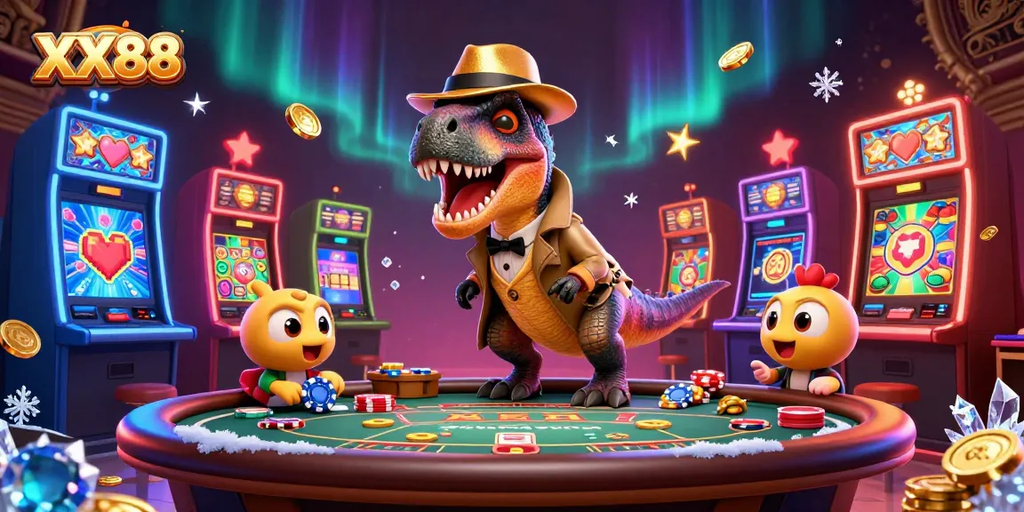 Experience thrilling gameplay with slot machines and characters at XX88 casino.