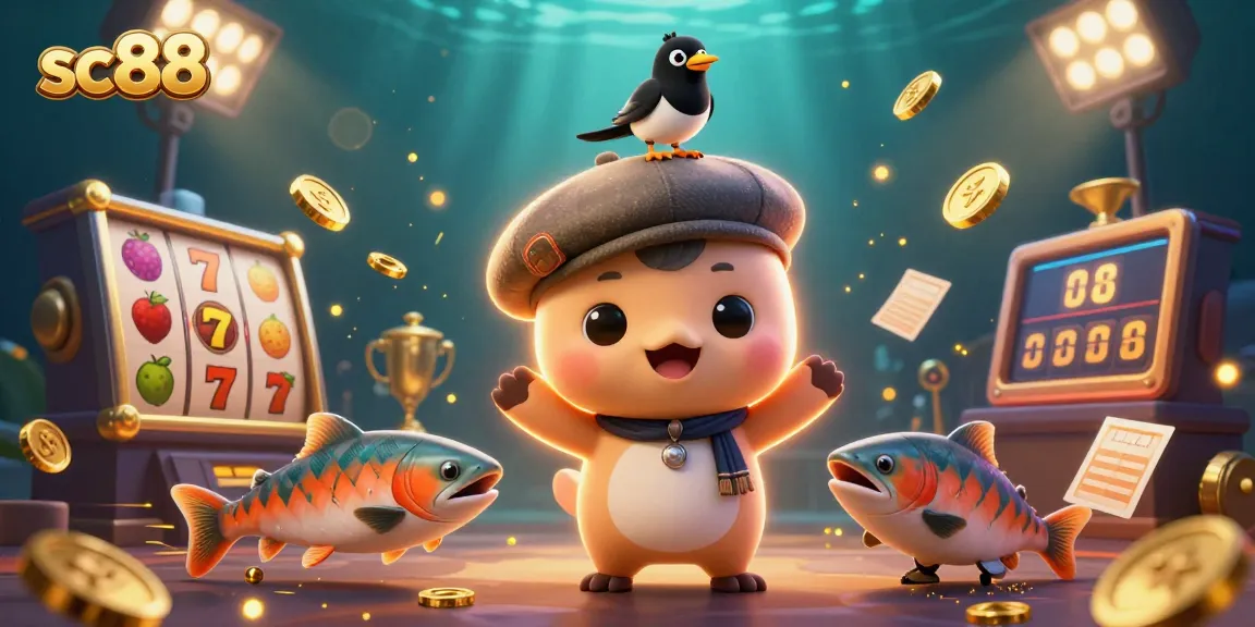 Engage with sc88's vibrant casino world featuring baby Nessie, gold coin reels, and dynamic gameplay elements.